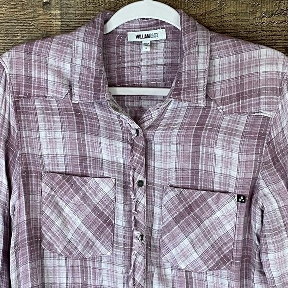William Rast Mercer Tartan Plaid Shirt in Violet Ice Fine Lux Size Small - Picture 2 of 11